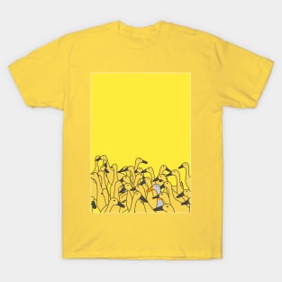 A bunch of duckling isolated on yellow background T-Shirt